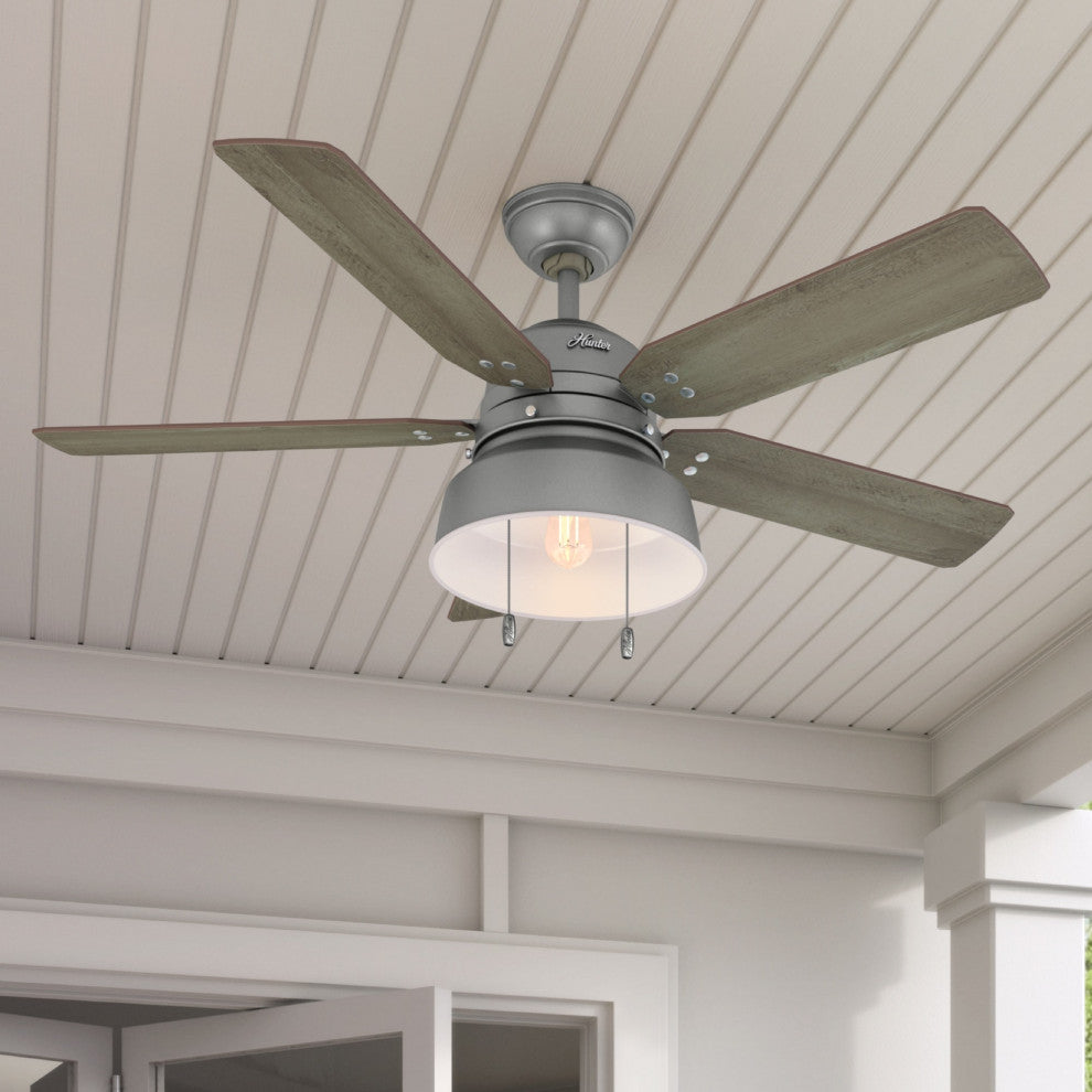 Hunter Fan Company 52" Mill Valley Matte Silver Ceiling Fan With Light