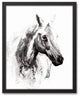 Black and White Watercolor Horse 16x20 Black Framed Canvas