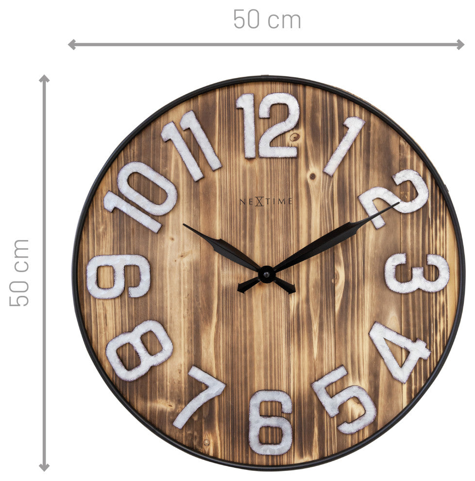 Aberdeen 20" Wooden Wall Clock With Metal Numbers