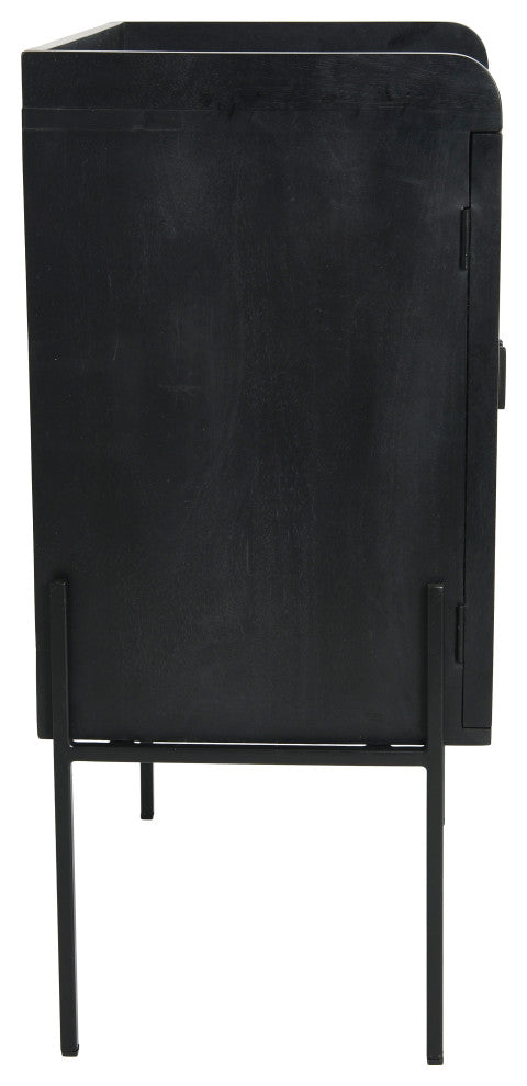 Metal & Mango Wood Cabinet, Black