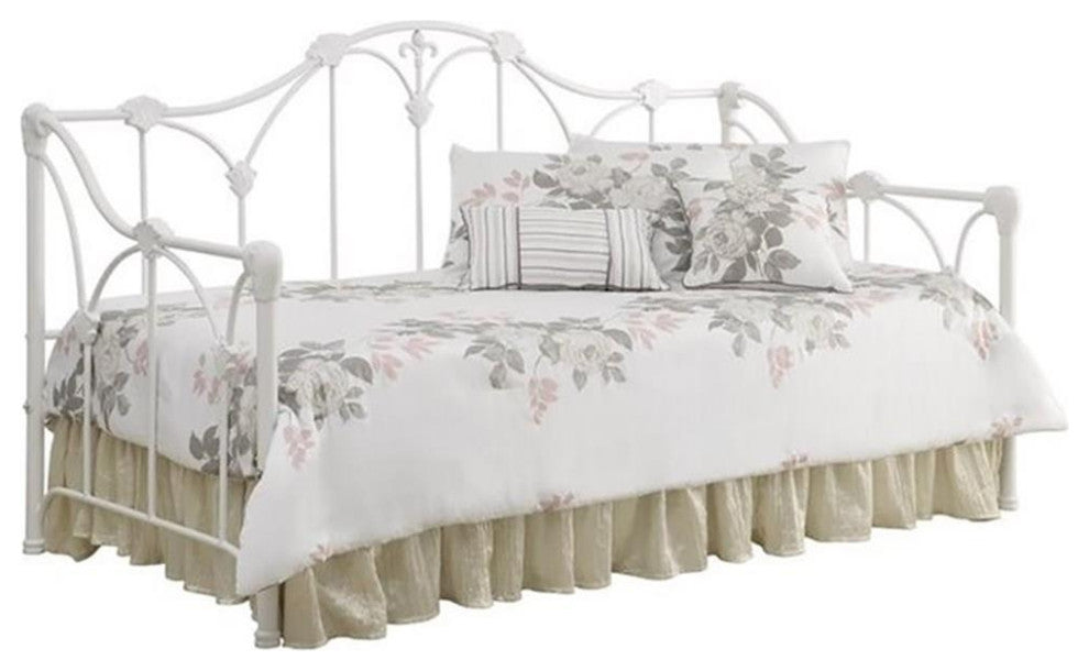 Coaster Halladay Traditional Twin Metal Daybed with Floral Frame in White