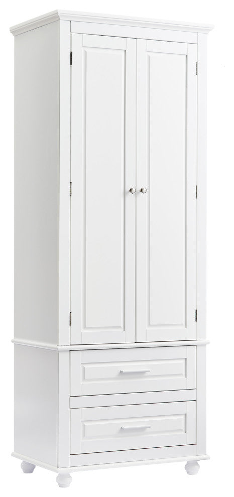 70" Wood 2-door Bath Cabinet, Adjustable Shelves, White