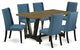 East West Furniture V-Style 7-piece Wood Dining Table Set in Black