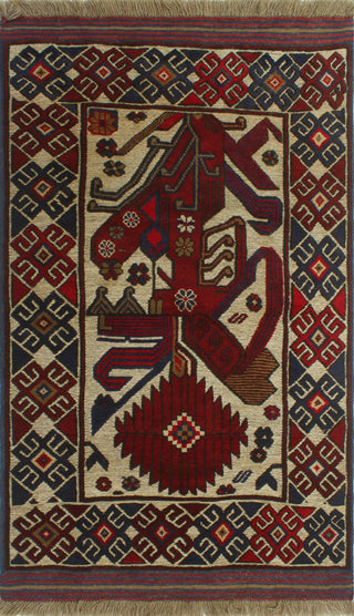 Semi Antique Stanley Ivory/Red Rug, 2'9x4'7