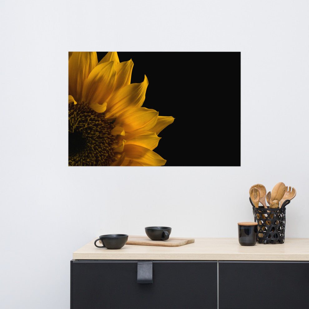 Sunflower in Corner Nature Photography, Floral Unframed Wall Art Print, 24" X 36"