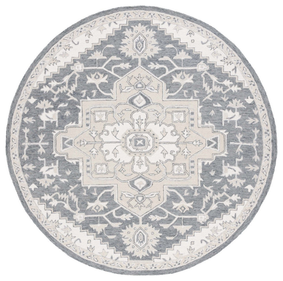 Safavieh Lauren Ralph Lauren Collection LRL6652 Rug, Grey/Ivory, 7' Round