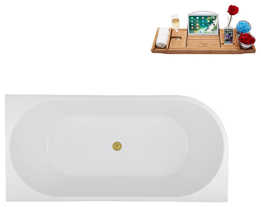 59" Streamline N4040BGL Soaking Freestanding Tub and Tray With Internal Drain