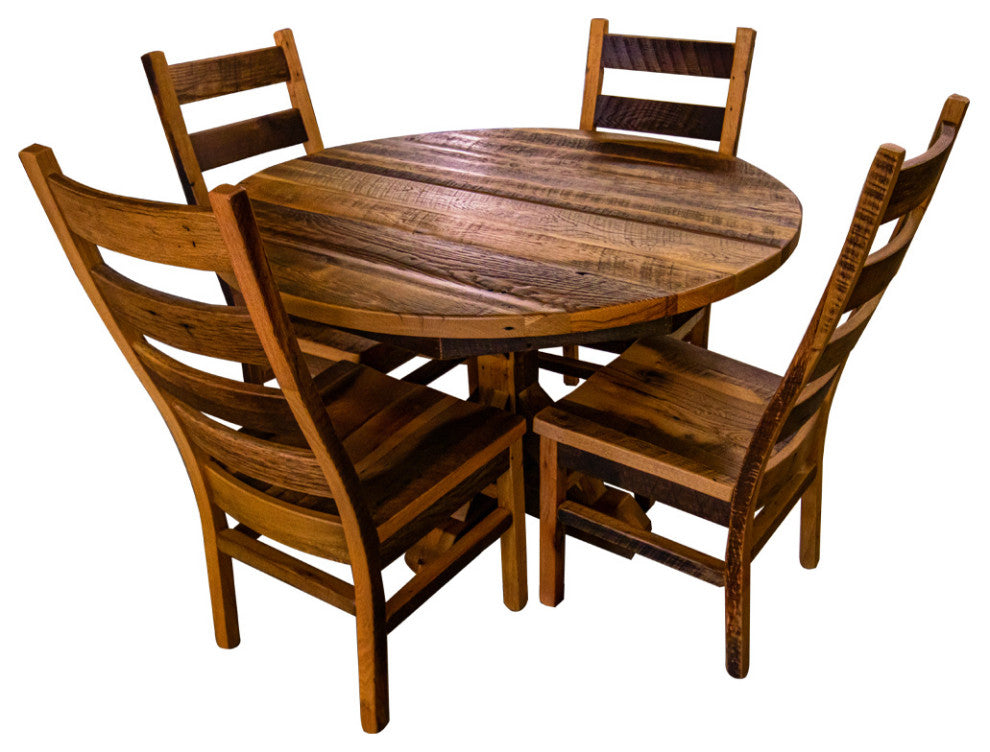 Jackson Reclaimed Wood Round Dining Table, Provincial, 54x54