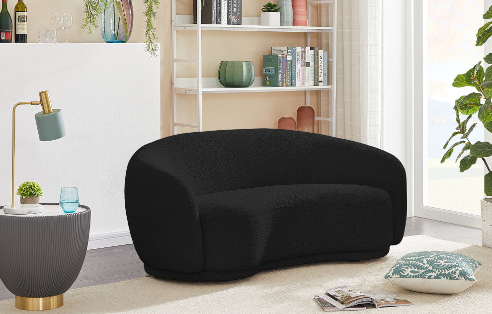 Hyde Boucle Fabric Upholstered, Black, Loveseat