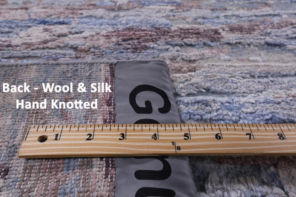 Handmade Wool and Silk Modern Rug 8' 11" X 12' 0" Q9041