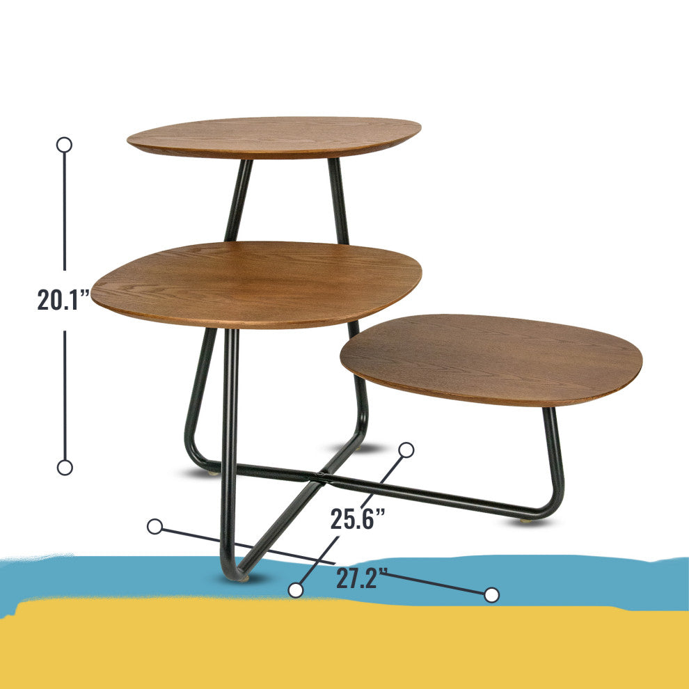 LeisureMod Hazelton End Table Manufactured Wood Top and Steel Base, Walnut