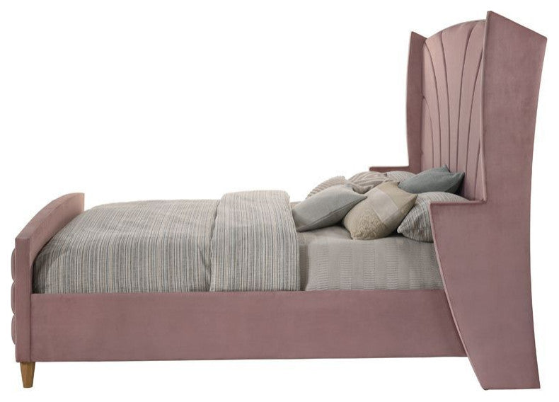 ACME Salonia Queen Bed, Pink Velvet