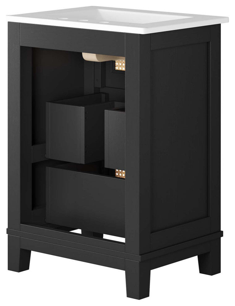 Dixie 24" Solid Wood Bathroom Vanity, Black White