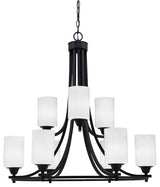 Paramount 9-Light Chandelier, Matte Black, 4" White Marble Glass