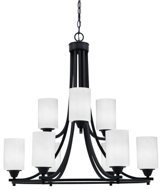 Paramount 9-Light Chandelier, Matte Black, 4" White Marble Glass