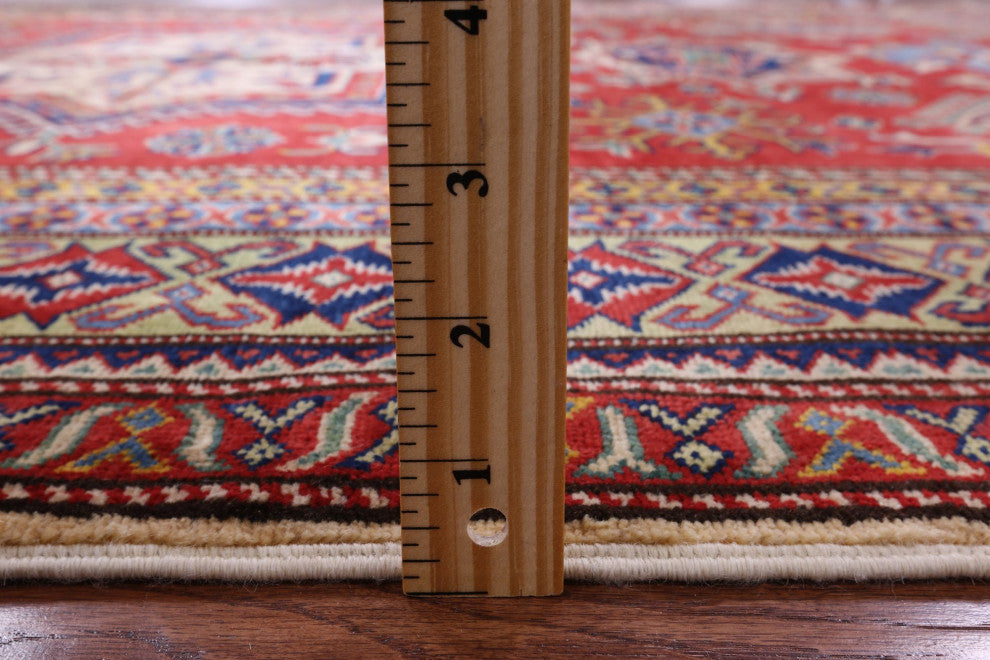 Hand Knotted Geometric Super Kazak Rug 5' 10" X 7' 6" Q10626