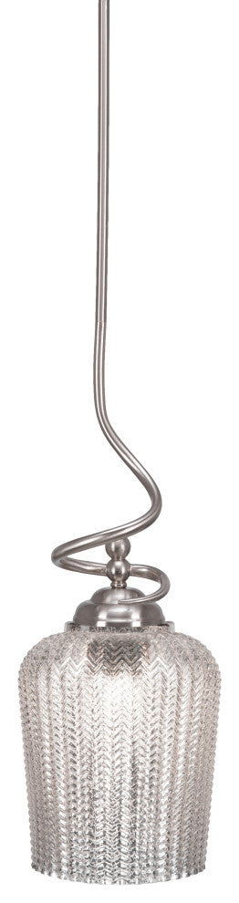 Capri Stem Pendant In Brushed Nickel Finish With 9" Silver Textured Glass