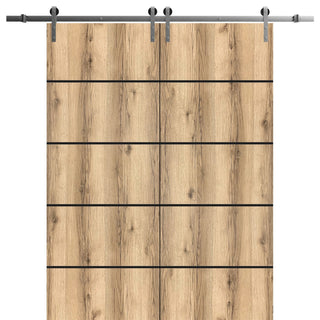 Sturdy Double Barn Door 48 x 84 with | Planum 0015 Oak with  | 13FT