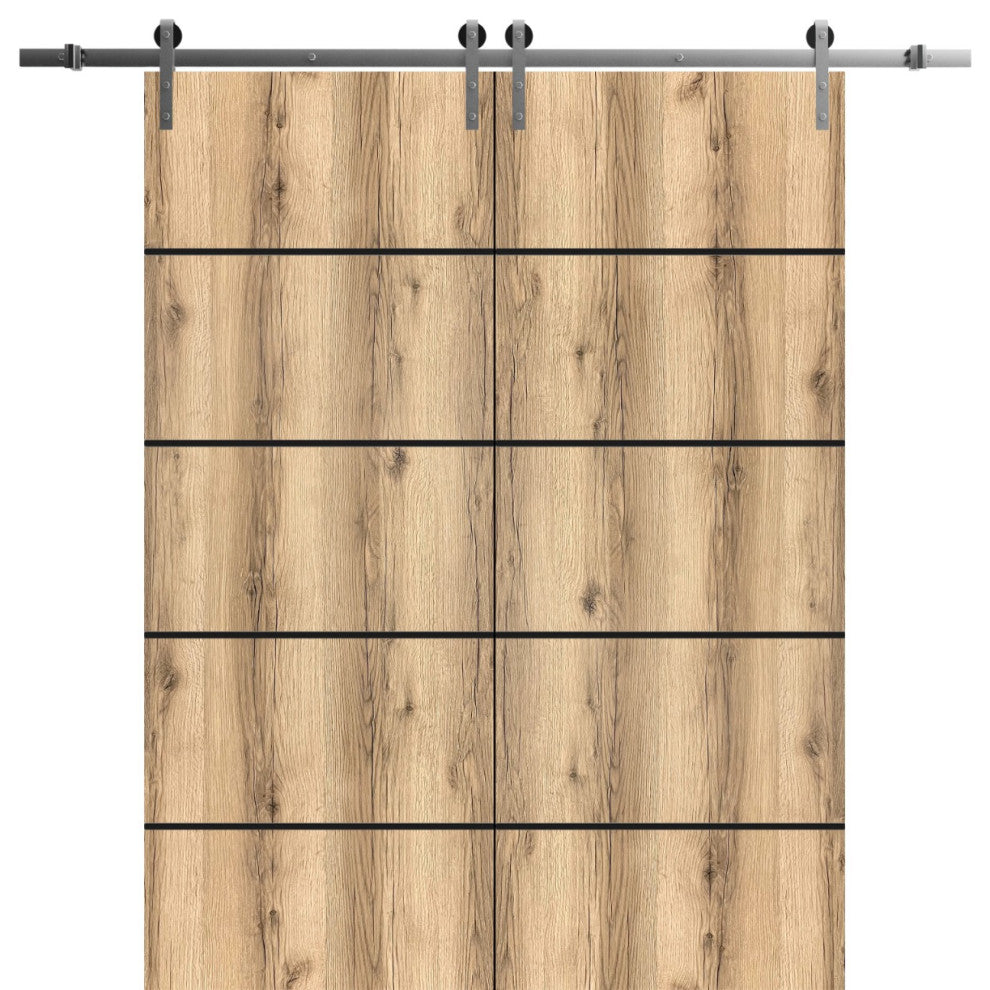 Sturdy Double Barn Door 48 x 84 with | Planum 0015 Oak with  | 13FT