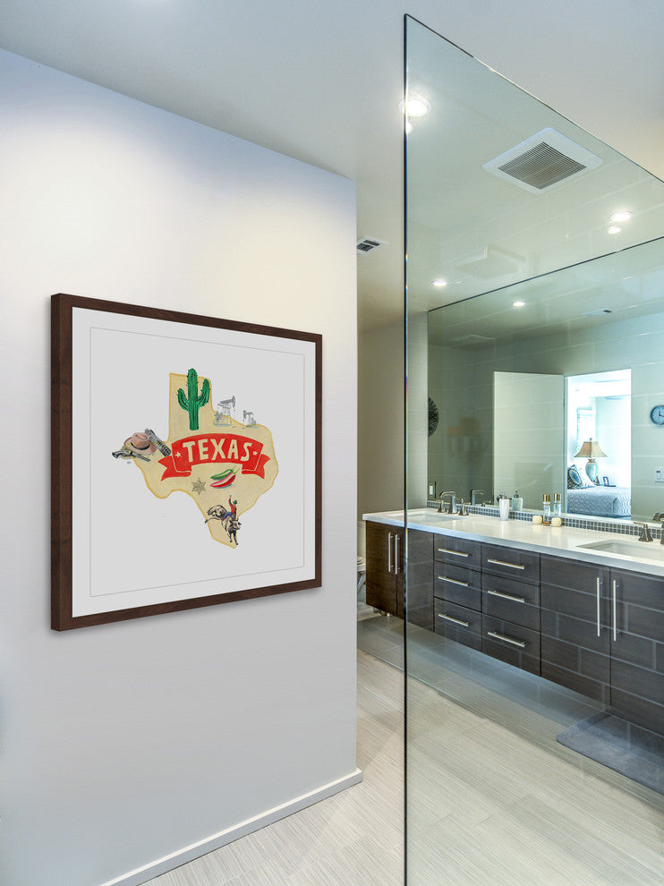 "Bold Red Texas" Framed Painting Print, 18x18