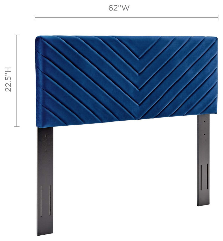 Alyson Angular Channel Tufted Performance Velvet Full / Queen Headboard Navy