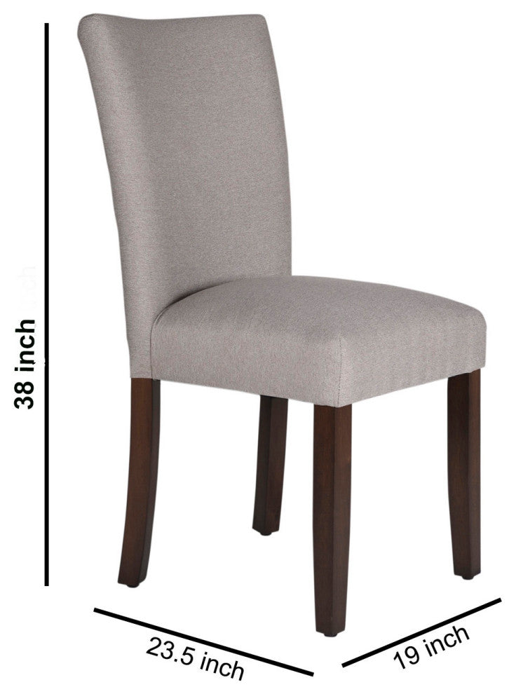 Benzara BM195015 Fabric Upholstered Wooden Parson Dining Chair, Gray and Brown