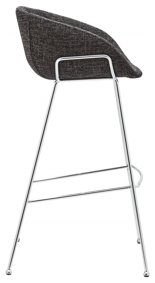 Set of Two 30" Black And Silver Steel Low Back Bar Height Bar Chairs