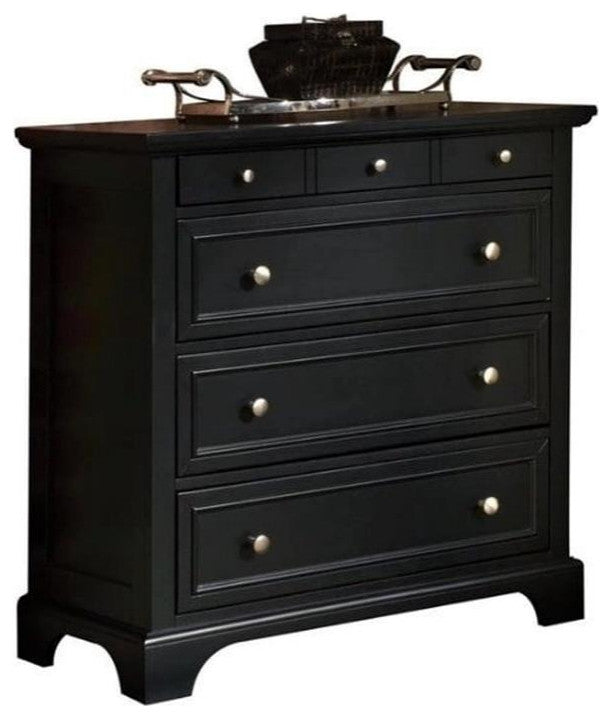 Bowery Hill Traditional 4-Drawer Hardwood Chest in Ebony Black