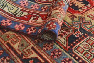 Fine Vintage Distressed Colys Navy/Red Runner, 3'10x10'4