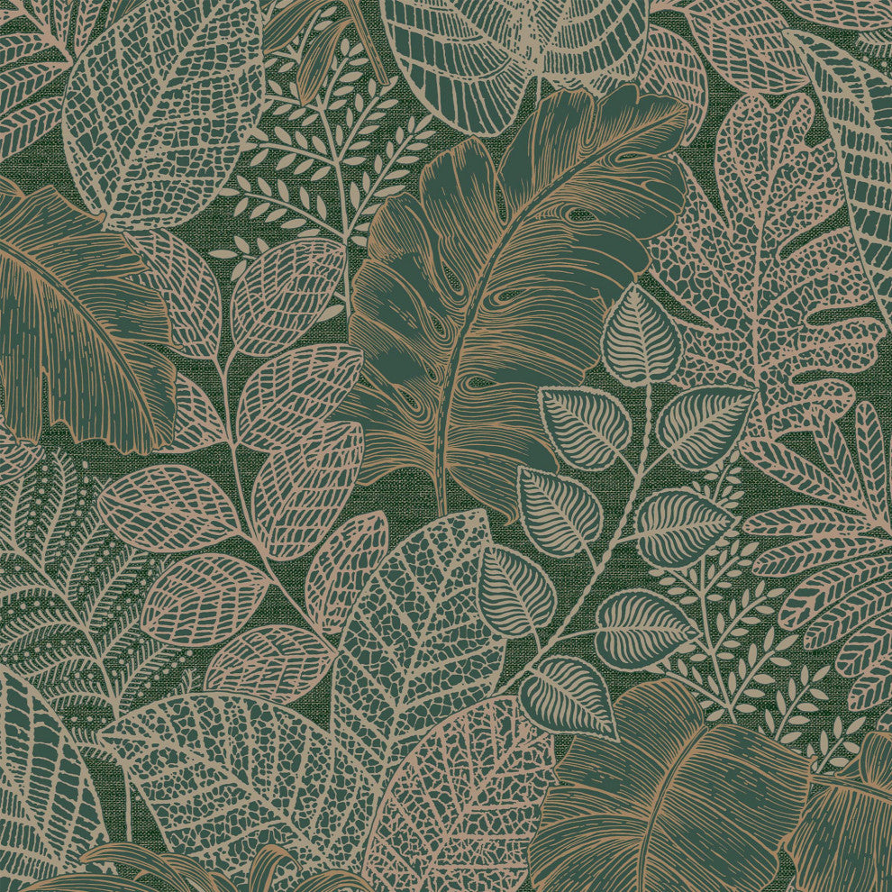 Superfresco Easy Scattered Leaves Wallpaper, Forest Green