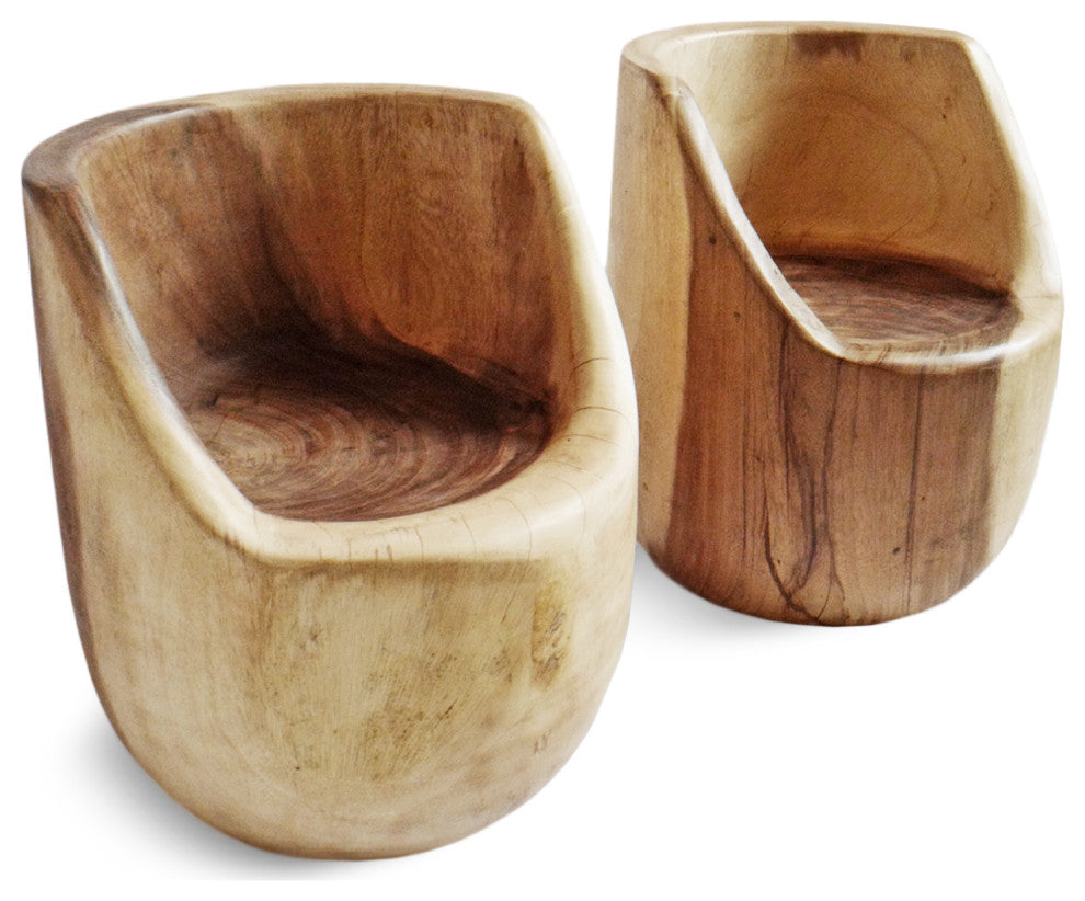Monkey Pod Wood Scoop Seat