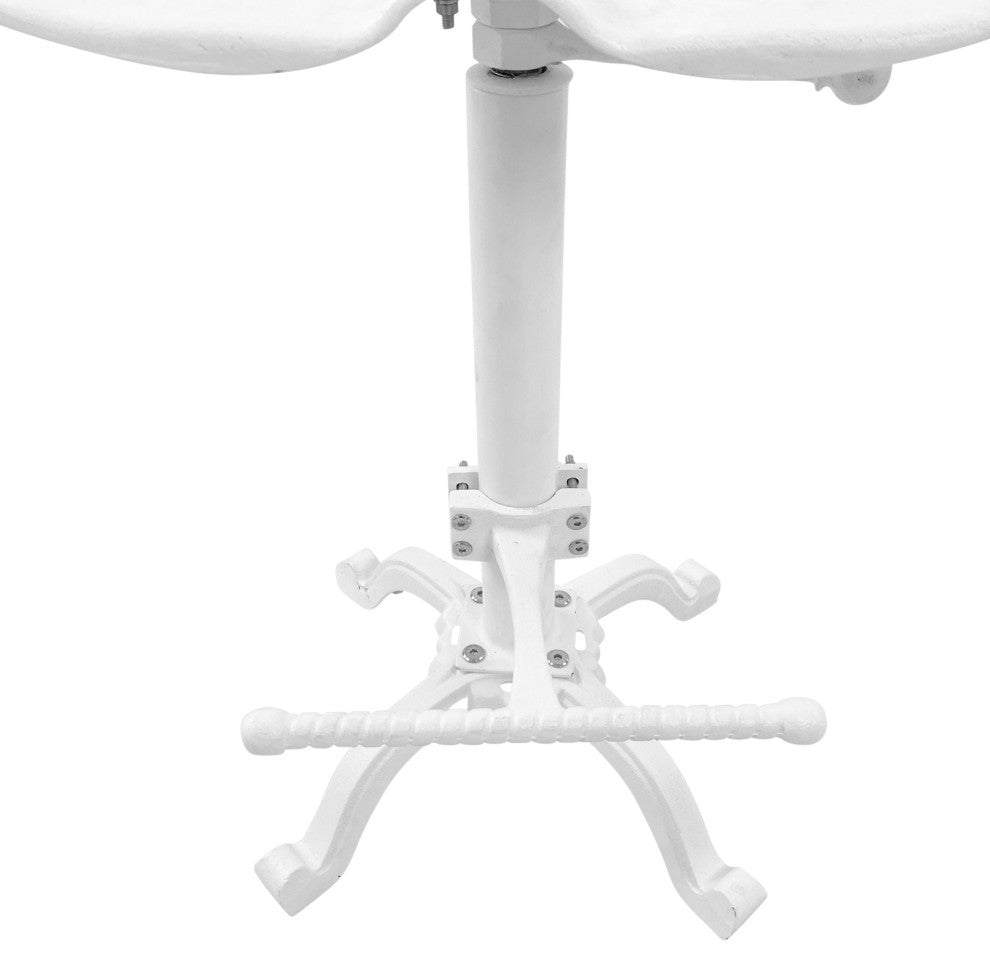 August Tractor Seat Stool With Back, White