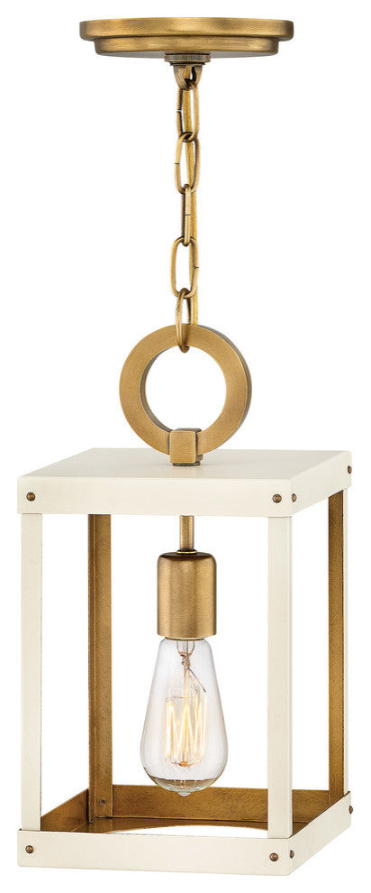 Hinkley Porter Small Open Frame Pendant, Heritage Brass With Warm White accent