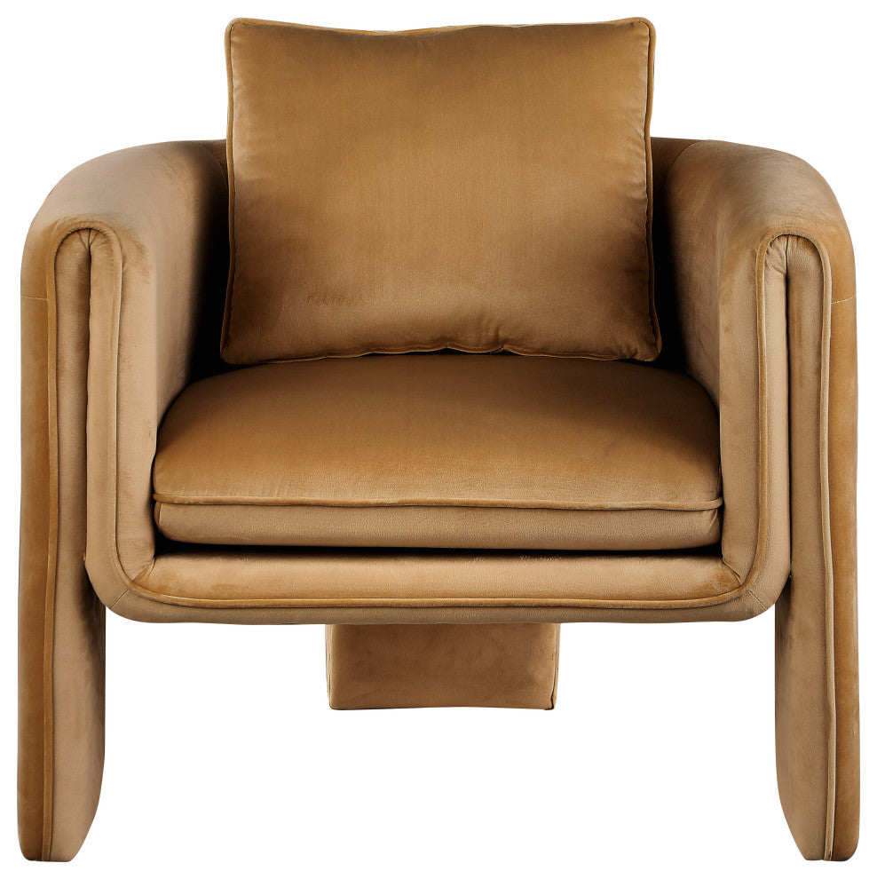 Sloan Velvet Accent Chair, Saddle