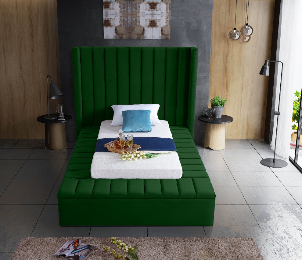 Kiki Velvet Bed, Green, Twin