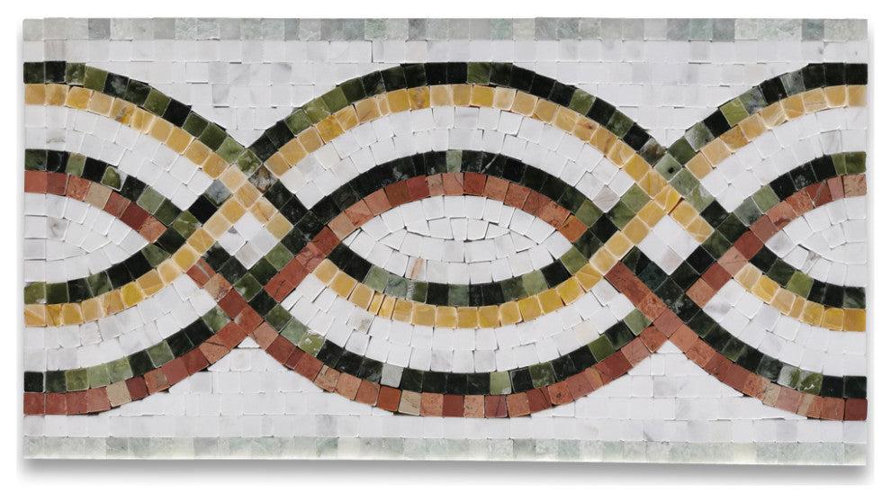 Rainbow Colorful 7.9x15 Marble Mosaic Border Listello Tile Polished, 1 piece