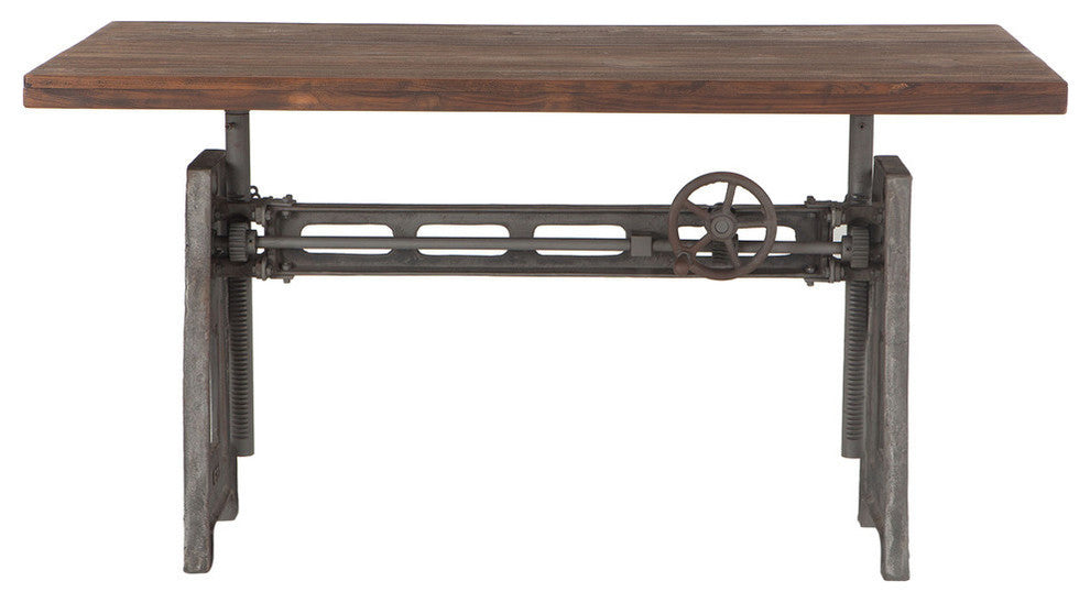 Artezia 60-Inch Reclaimed Teak Wood Desk with Adjustable Crank