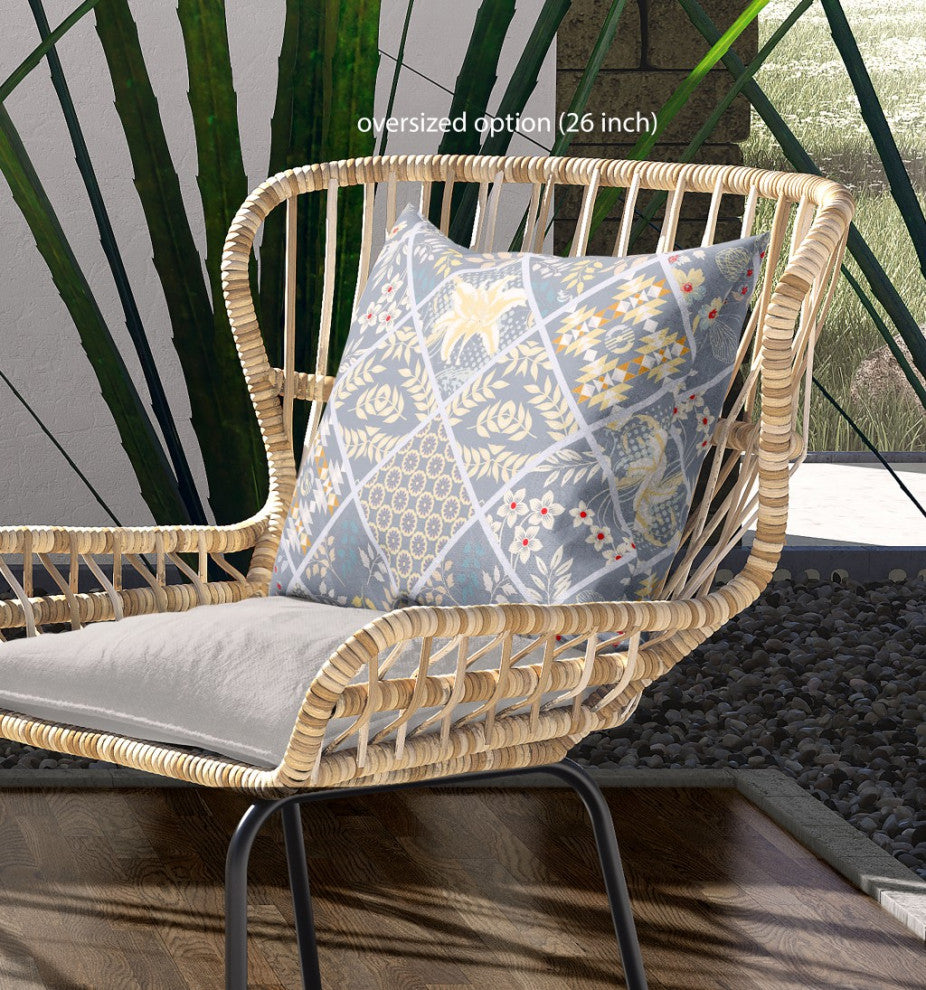 20 Gray Yellow Patch Indoor Outdoor Throw Pillow