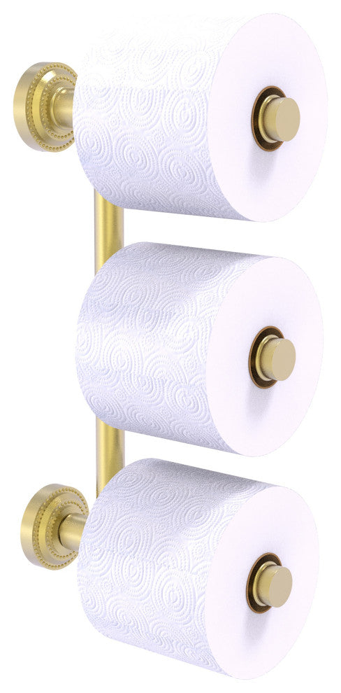 Dottingham 3 Roll Reserve Roll Toilet Paper Holder, Satin Brass