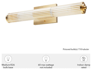 Holly Grove Alturas Gold With Clear Glass 2 Light Vanity Wall