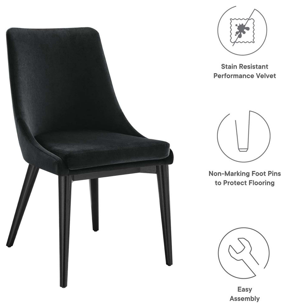 Viscount Accent Performance Velvet Dining Chairs, Set of 2, Black