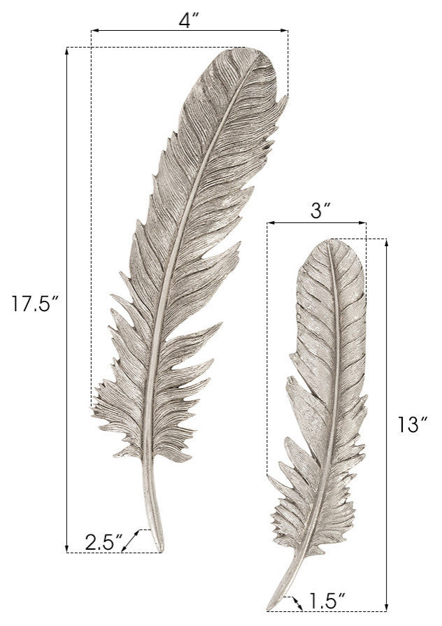Feathers Wall Art, Silver Leaf, Set of 2