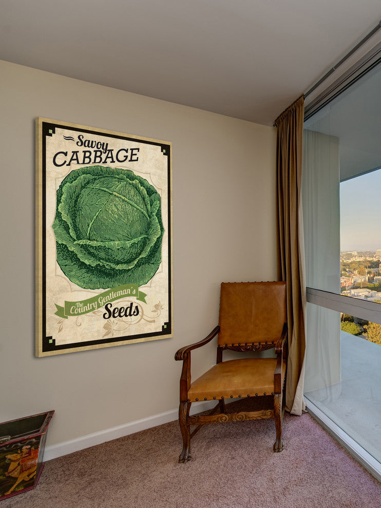 "Seed Packet Cabbage" Painting Print on Canvas