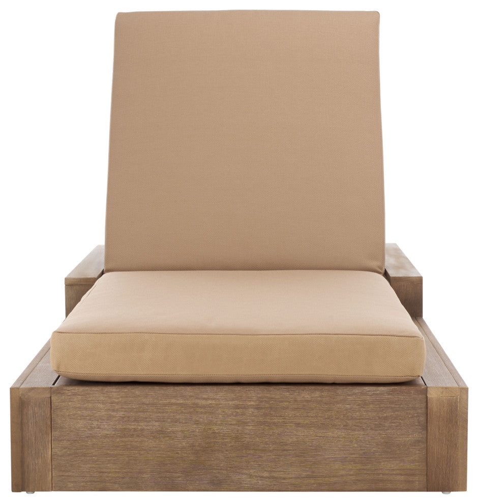 Safavieh Couture Lanai Wood Chaise Lounge Chair, Natural/Brown