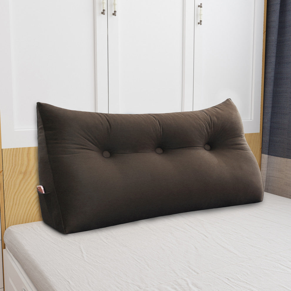 Large Reading Wedge Pillow Headboard, Bed Rest Triangular Bolster Backrest, 39x20x8