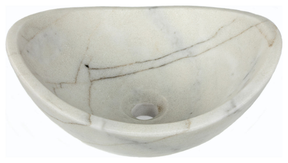 Eden Bath EB_S043GW-H Small Canoe White Marble Vessel Sink