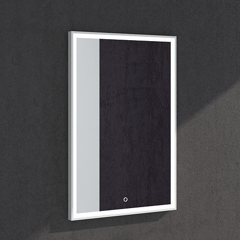 ADM Rectangular Wall Mounted Framed LED Mirror, Matte White, 24"
