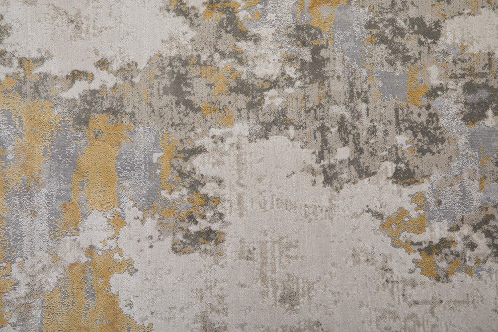 Weave & Wander Vanhorn Contemporary Watercolor Rug, Gold/Birch, 2'10"x7'10"