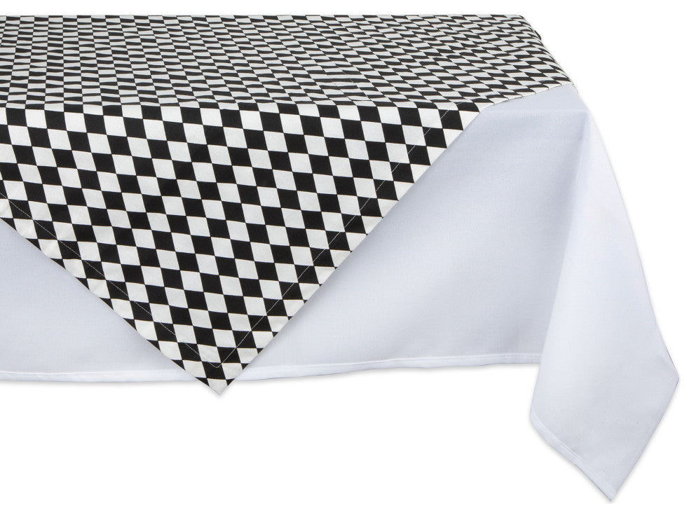 DII Black and Cream Harlequin Print Table Topper