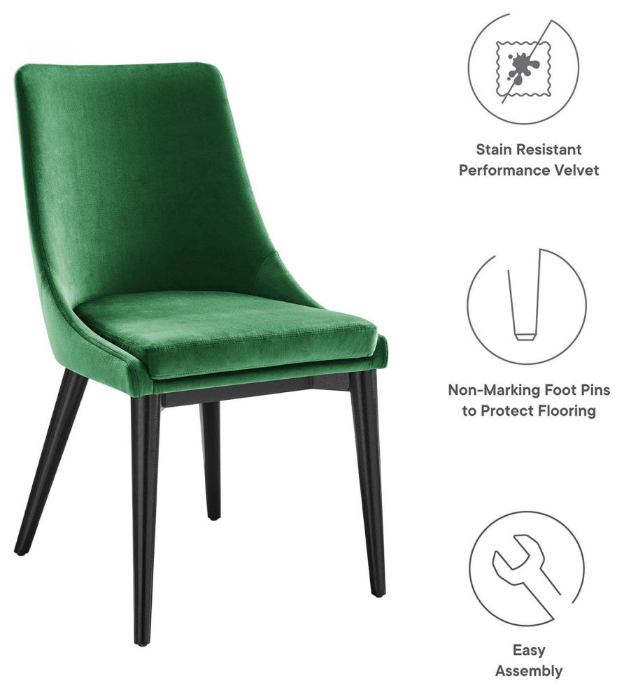 Viscount Accent Performance Velvet Dining Chairs, Set of 2, Emerald